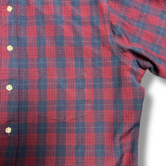 Vintage 70s Sir Pendleton Red Navy Blue Plaid Tartan 100% Wool Flannel Shirt L - Picture 6 of 7